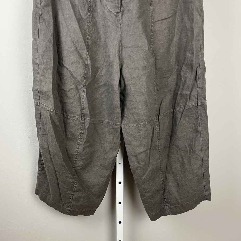 European Cropped Barrel Leg Linen Pants Womens XL Gray Lagenlook Boho Coastal - Picture 3 of 8